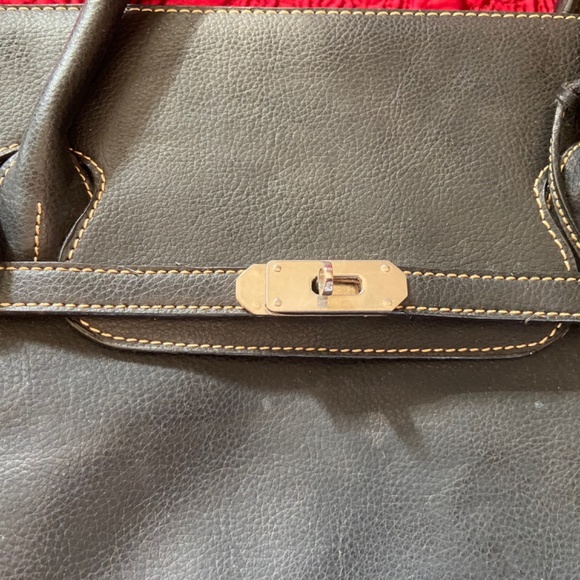 Pleather satchel with nylon lining and baseball top stitching - Picture 13 of 16